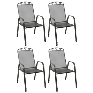 Metall Stapelstühle 4er-Set Anthrazit Gartenstühle Terrassenstühle Stapelsessel