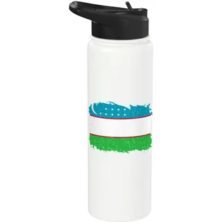 Usbekische Wurzeln, usbekischer Stolz, Vintage-Karte, usbekische Flagge Stainless Steel Insulated Water Bottle