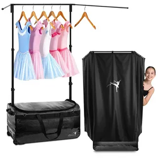 Tanztasche mit Kleiderständer, große Tanz-Kleidertaschen mit Rollen für Tänzerinnen/Mädchen/Damen, zusammenklappbare, Tanz-Reisetasche, Must-Haves für Tanzwettbewerbe (Schwarz -23")
