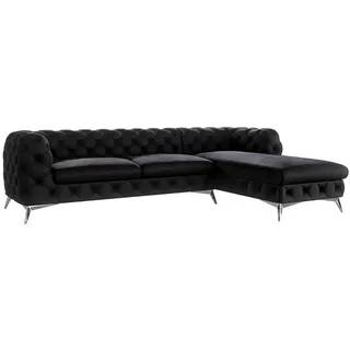 S-Style Ecksofa Chesterfield Laura Schwarz Samt , Textil , Echtholz,Buche, Birke , Füllung: Polyetherschaumkern,Polyetherschaumkern , Eckteil, L-Form, Ottomane rechts,L-Form , 305x200 cm , Blauer Engel, FSC Mix, Oeko-Tex®, Hergestellt in Europa , Wohnzimmer, Sofas & Couches, Wohnlandschaften, Ecksofas