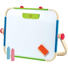 Hape Anywhere Art Studio , Award-Winning Double-Sided Wooden Kids Easel Whiteboard/Chalkboard with 2 Chalk Pieces, Eraser and Magnetic Wood Clamp for Paper