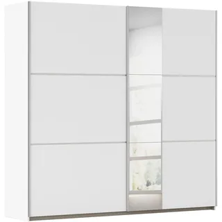 Schwebetürenschrank RAUCH "Kleiderschrank Schrank Garderobe TOPSELLER ASTANA", weiß (alpinweiß), B:218cm H:210cm T:59cm, Holzwerkstoff, Schränke, Schwebetürenschrank, mit 3 Spiegelelementen, Metallgriffleisten alufarbig MADE IN GERMANY