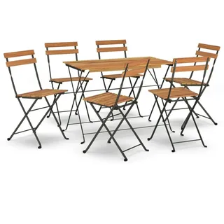 vidaXL 7-tlg. Bistro-Set Klappbar Massivholz Akazie und Stahl
