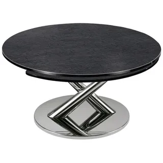 Naos Couchtisch , Anthrazit, Chromfarben , Metall, Keramik , rund , X-Form , 40x80x80-28 cm , Wohnzimmer, Wohnzimmertische, Couchtische, Couchtische rund