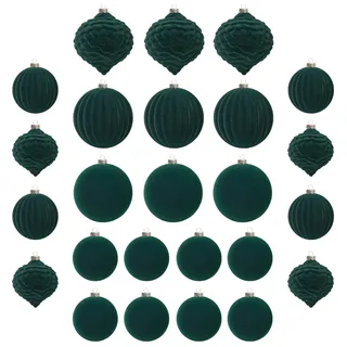 25 stück kunstoff Velvet weihnachtskugeln samt grün 6cm 8cm für Weihnachtsbaum christbaumkugeln grüne Kugeln mit Haken Anhänger samtbezug Weihnachten deko Tish