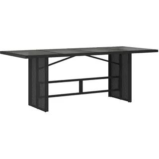 vidaXL Gartentisch mit Glasplatte Schwarz 190x80x74 cm Poly Rattan - Schwarz
