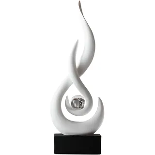 AWNR Abstrakte weiße Skulptur-Dekor: Flammenstatue mit Glaskugel aus Kunstharz, Kunstfiguren, einzigartige Tafeldekoration, Moderne Heimdekoration, Wohnzimmer, TV-Ständer, Couchtisch, Bürodekoration