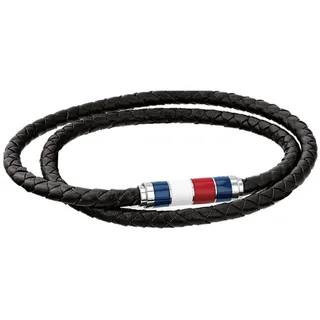 Tommy Hilfiger Herren Armband Leder Schwarz Edelstahl 2790056 Größe 19 cm