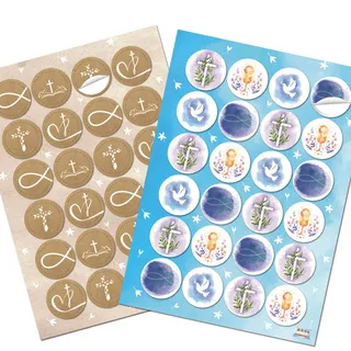 Logbuch-Verlag 2 x 24 runde Aufkleber mit christlichen Motiven Taube Kreuz Fisch - Sticker Taufe Kommunion Konfirmation