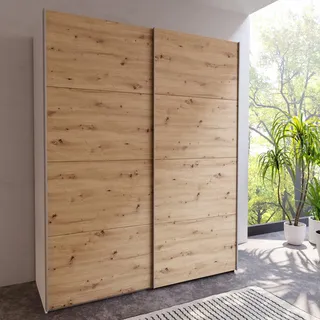 alasans Schwebetürenschrank 2-türig 170,3 x 210,5 x 61,2 cm Weiß/Braun