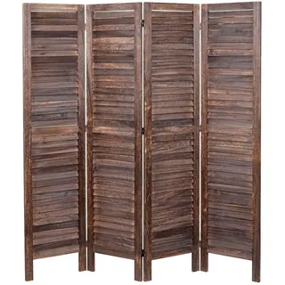 MCW Paravent MCW-G30, Trennwand Sichtschutz Raumteiler, Shabby-Look 170x162cm braun