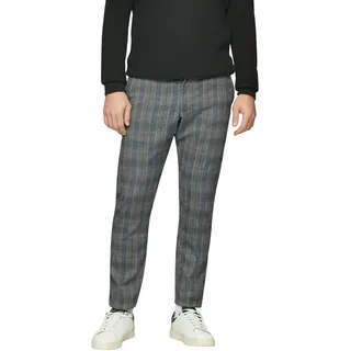 Chinohose S.OLIVER, Herren, Gr. 30, Länge 32, grau (grau check), Obermaterial: 97% Polyester, 3% Elasthan, kariert, regular fit knöchelfrei, Hosen Chinohose, mit Webstruktur