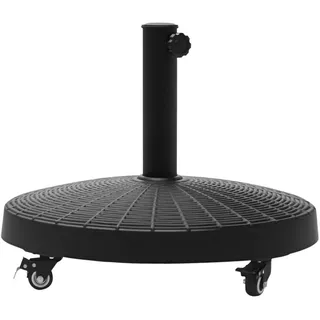 Outsunny Sonnenschirmständer 25 kg Rattanoptik Ständer Schirm Ø38/48 mm mit Rollen Kunstharz + Metall Schwarz Ø52 x 41 cm , Kunststoff , 52x52 cm , Sonnenschutz, Sonnenschirmständer