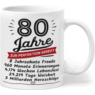 Geburtstag Geschenk 80 - Geburtstag 80 Jahre Zur Perfektion Gereift - Geburtstagsgeschenk für Frauen Männer - Keramik 330ml