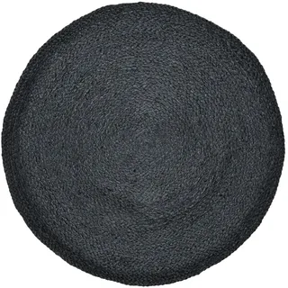 Ethno Boho Deko Jute Teppich Abrila Rund 80cm Schwarz