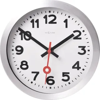 Nextime Designer Wanduhr 19 cm 3998 silber/weiß