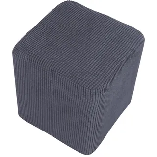 zalati Hockerbezug, quadratischer Stil, rutschfest, weich, Stretch-Sitzkissen, Schonbezug für Hocker, Barstuhl, Durchmesser 30–34 cm, Grau