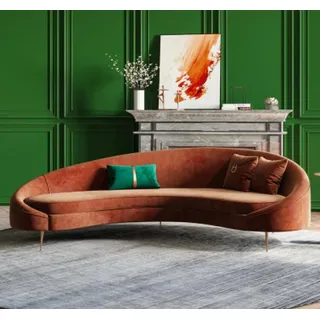 Ecksofa 3 Sitzer Polster Samt Modern Relax Sitz Luxus Möbel Wohnlandschaft Eck - Braun