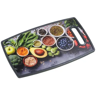 KESPER Healthy Kitchen Schneide- und Servierbrett Küchenbrett mit Holz-Kern, mit Griff, Maße: 37 x 23 cm, 30814