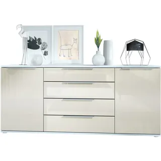 Vladon Sideboard Porto Creme Hochglanz , Holzwerkstoff , 166.5x72.5x35 cm , Kleinmöbel, Kommoden, Sideboards