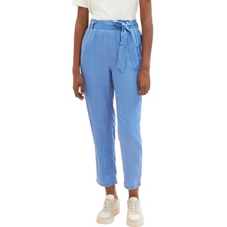 TOM TAILOR Denim Damen Tapered Relaxed Fit Paperbag Hose mit Bindegürtel