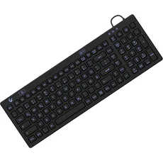 Bild Industrietastatur, USB, Beleuchtet, Silikon, schwarz, Wasser und Staub geschützt IP68, DE Layout (DE, Kabelgebunden), Tastatur, Schwarz