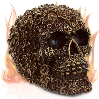 mtb more energy Deko Totenkopf ''Machine Head'' - Gold - Totenschädel Figur Dekoration