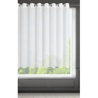Eurofirany LUCY Voile Gardine Vorhang mit Ösen - 1 Stk. Transparent Gardine Leinenoptik Durchsichtig Einfarbige für Schlafzimmer Wohnzimmer Kinderzimmer, 300x160cm, Weiß