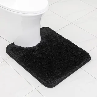 MIULEE Badematte Weiche Badteppich U Förmige Deko Matte rutschfest Fußmatte Flauschig Teppich Waschbar Badteppich Badvorleger Badezimmerteppich für Toilett WC Badezimmer 50x60 cm Schwarz