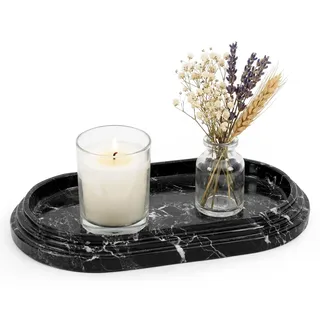 SPESHSTONES Marmor-Tablett 24 cm, handgefertigt, schwarz, Badezimmer-Tablett für Arbeitsplatte, dekorative Tabletts und Geschenke für sie, Parfüm, Kerze, Schmuck und Kosmetikzubehör