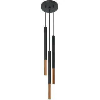 SOLLUX LIGHTING Mozaica 3P Spotlight Pendelleuchte De Decke | Zylindrischer Lampenschirm + Kombination De 2 Metalle | Auswechselbare G9 Birne, 3 x 40 W | - Schwarz