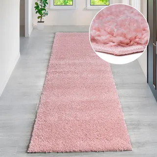 MY HOME Läufer »Shaggy 30« rechteckig 30 mm Höhe Teppich-Läufer, Brücke, Uni-Farben, besonders weich und kuschelig, rosa