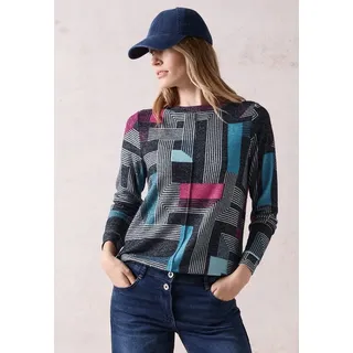 Cecil Langarmshirt, mit All-Over Print, blau