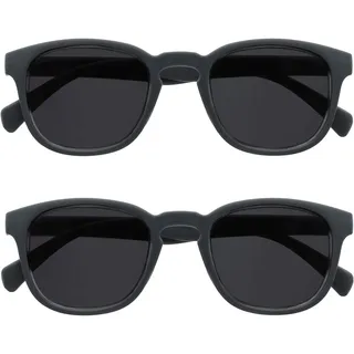 OPULIZE POP Lesesonnenbrille für Damen und Herren - 2er Pack - Lustige Runde Brille Matt - Getönte Gläser mit UV400 - Komfortable Federscharniere - Grau +3.50