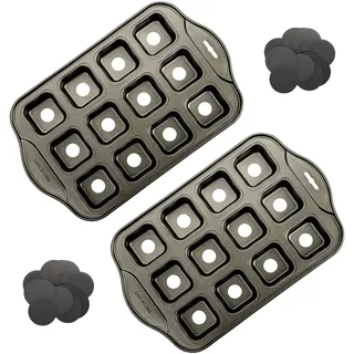 Tosnail 2 Stück 12er Mini Käsekuchenform mit herausnehmbarem Boden, Brownie Formen mit allen Kanten, quadratische Cupcake-Muffinform, kleine Kastenform – quadratisch