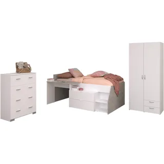 Parisot Halbhochbett Milky 90 x 200 cm Spanplatte weiß grau