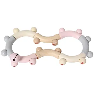 Hess Holzspielzeug 11105 - Motorik-Rassel aus Holz in Form einer Acht, Nature Serie in Rosa, mit beweglichen Teilen, ab 6 Monaten, handgefertigt, für Greifübungen