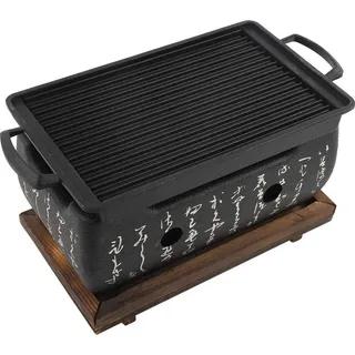 Mini Japanischer Stil Barbecue Grill mit Holzbasis für Yakiniku Takoyaki Camping