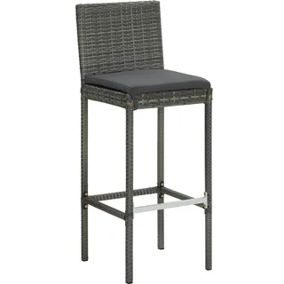 vidaXL Garten-Barhocker mit Kissen 4 Stk. Grau Poly Rattan - Grau