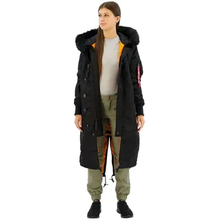 Alpha Industries Long Fishtail Jacke - Black - XS