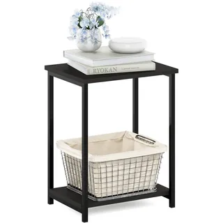 Furinno Simplistic Industrial Beistelltisch mit Metallrahmen, 1er-Pack, Espresso