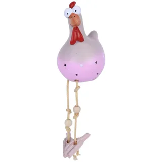 errcom Keramik Huhn Gartendeko, Tierfigur Gartenstecker Handarbeit Ornament, Gartenstatue Dekorative Henne, Gartenfigur Dekoration