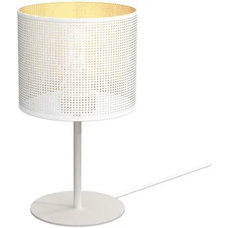 Licht-Erlebnisse Tischleuchte Loft Metall Weiß Gold 34 Cm E27 Nachttischlampe