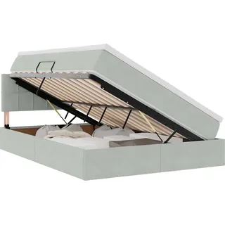 vidaXL Aufbewahrungsbett mit Matratze Hellgrau 140 x 200 cm Samt - Grau