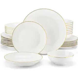 Opulentes Essteller-Serviesset – 8 Personen – 32-teilig – Weiß – Keramik – Tafelservices - Weiß