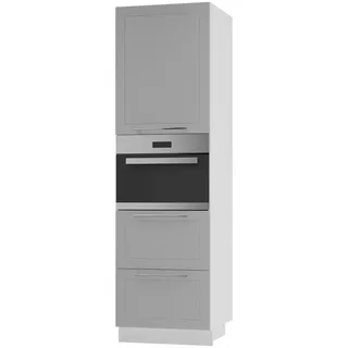 Feldmann-Wohnen Backofen-Hochschrank Kvantum D14/Ru/2A/356 Dust Grey Matt / Weiß Matt 60 / 59 / 207cm , Metall , Rechteckig , 60x207x59 cm , Küchen, Küchenmöbel, Küchenschränke, Geräteumbauschränke