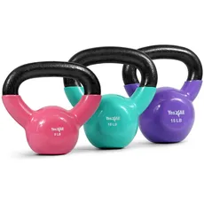 Yes4All FR8L Kettlebell aus Gusseisen mit Vinylbeschichtung, Mehrfarbig Combo: 2.2 + 4.5 + 6.8 kg