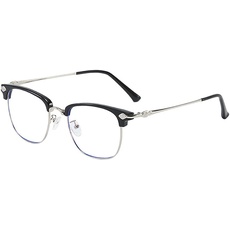 Fullwosing Brille Kurzsichtig mit Minus Dioptrien -1.00 to -6.00 Myopie Sehstärke Kurzsichtig Herren Damen (-4.50, Silber)