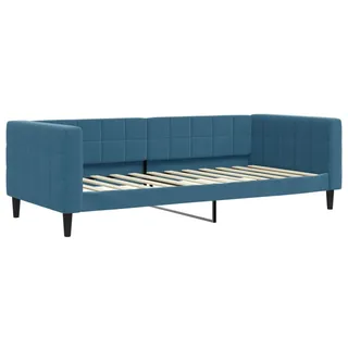 Modernes Tagesbett aus Samt in Blau, 90x200 cm, Metall- und Massivholzgestell - Blau