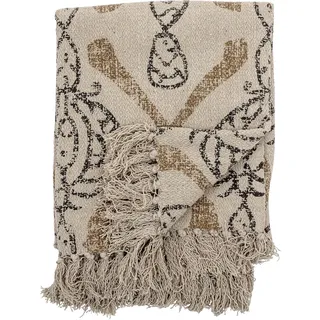 Bloomingville Hochwertige Tagesdecke 160 x 130 cm Beige/Schwarz